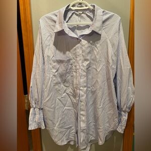 Women’s Blue and White Striped Shirt